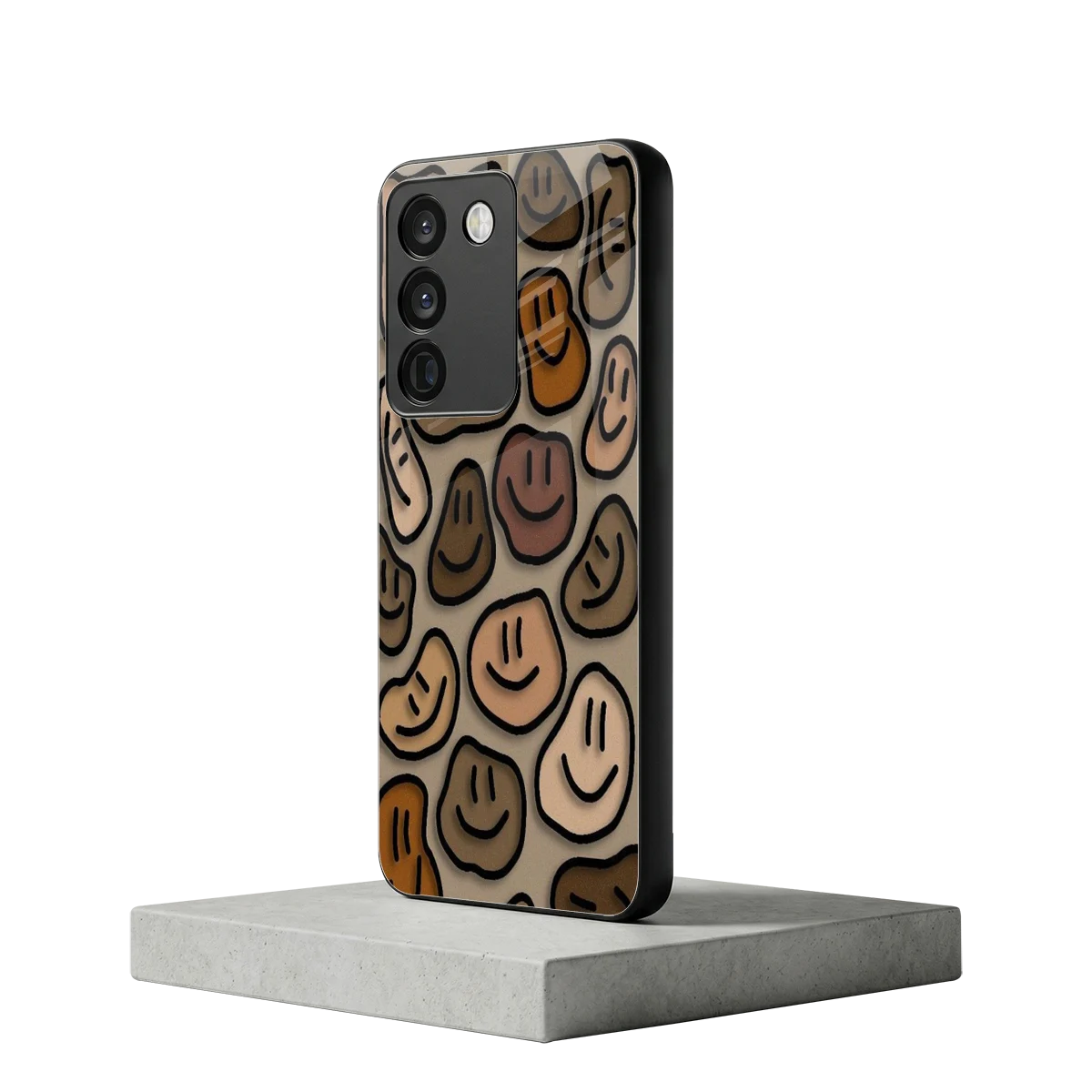 Toasty Brown Smileys vivo y200 5g mobile cover | shockproof glass phone case