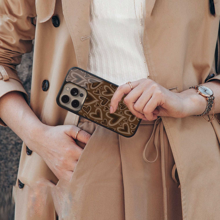 Toasty Brown Hearts Phone Case for Iphone 13 | Glass Case