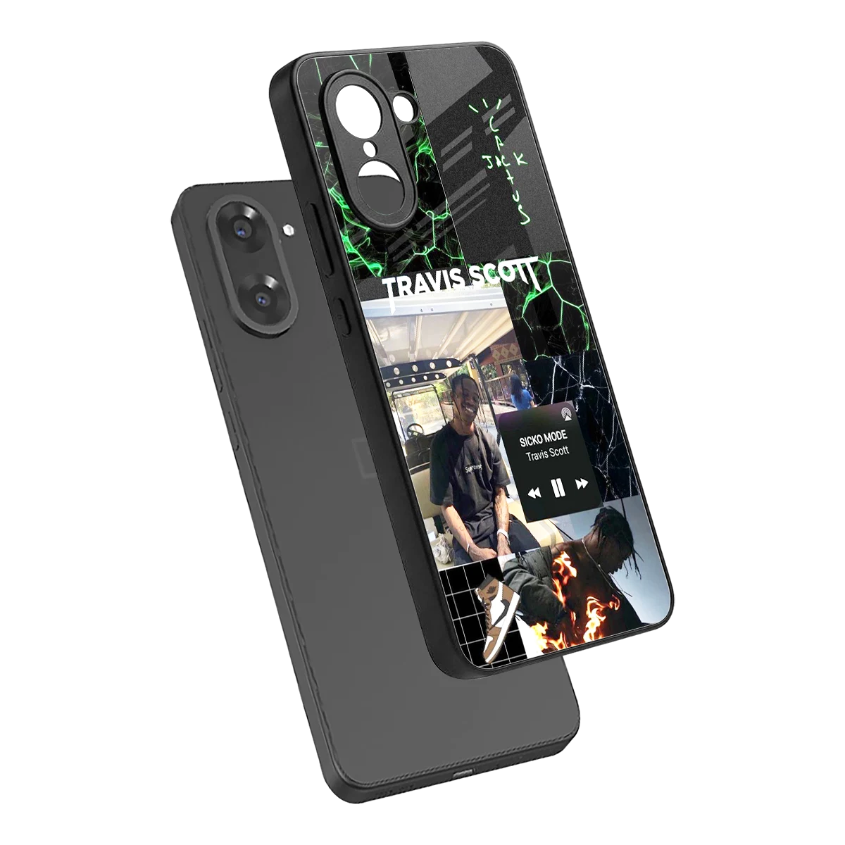 Travis Scott sleek oneplus nord ce5 5g cover with tempered glass back and TPU edges