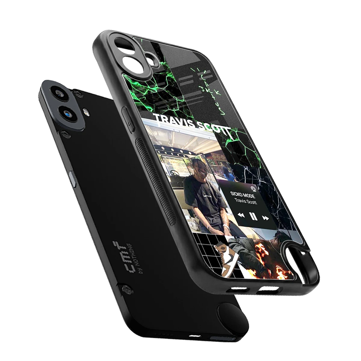 Travis Scott sleek cmf nothing phone 1 cover with tempered glass back and TPU edges