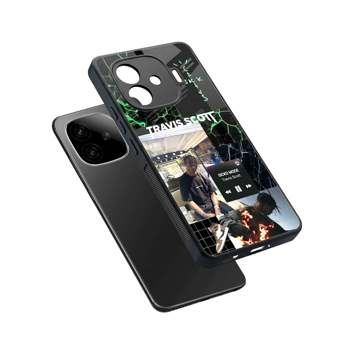 Travis Scott sleek iqoo neo 10r 5g cover with tempered glass back and TPU edges