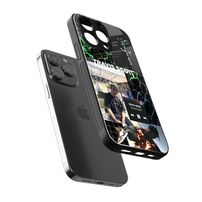 Travis Scott sleek iphone 14 pro max cover with tempered glass back and TPU edges