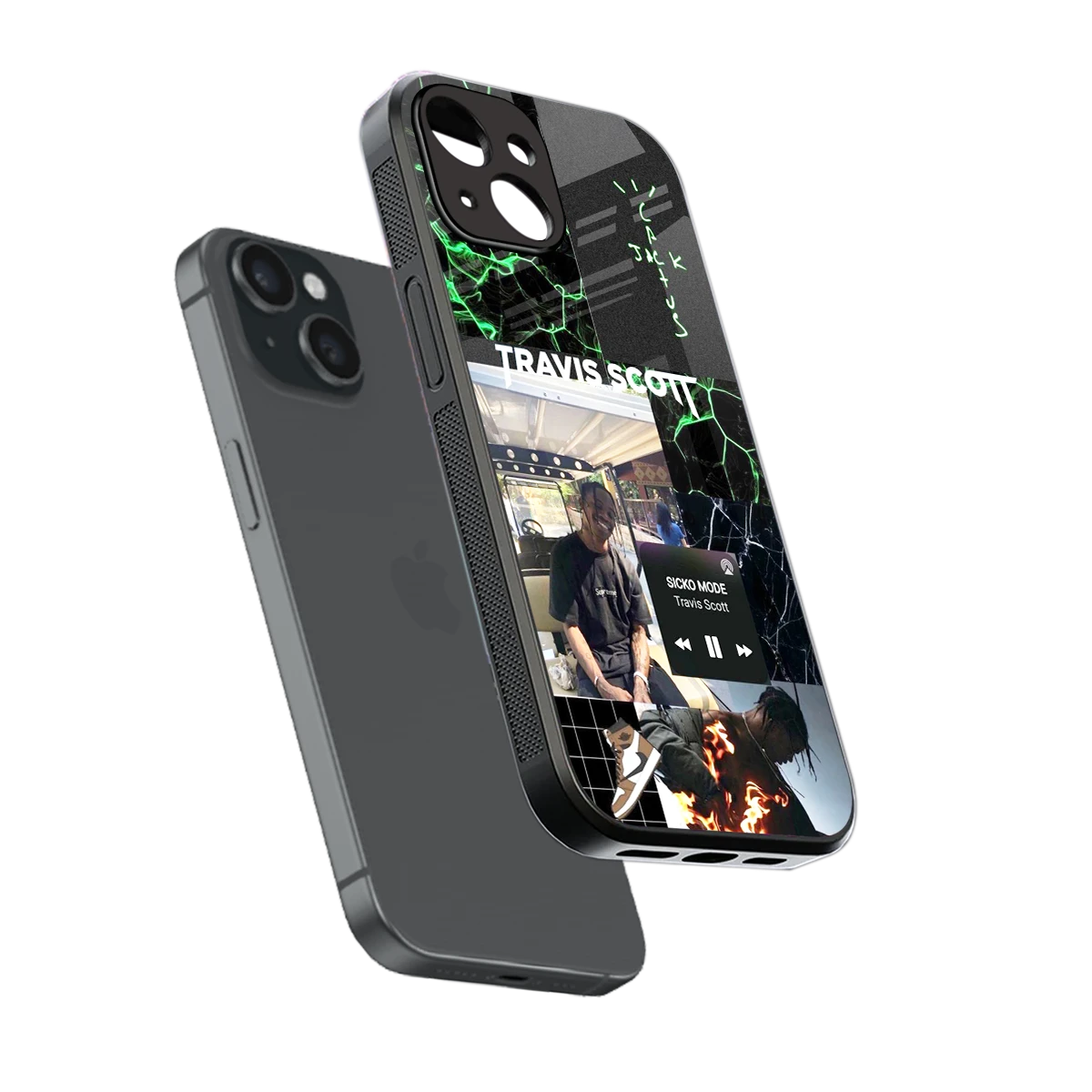 Travis Scott sleek iphone 13 cover with tempered glass back and TPU edges