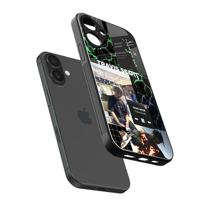 Travis Scott sleek iphone 16 plus cover with tempered glass back and TPU edges