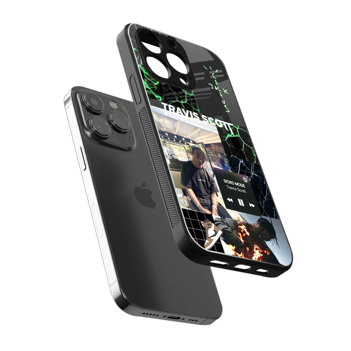 Travis Scott sleek iphone 16 pro max cover with tempered glass back and TPU edges