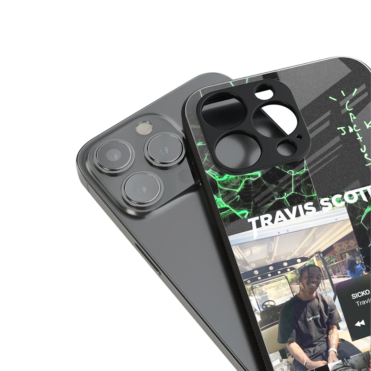 Travis Scott stylish phone case for iphone 13 pro | glossy glass and slim fit