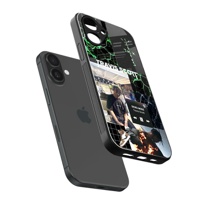 Travis Scott sleek iPhone 16 cover with tempered glass back and TPU edges