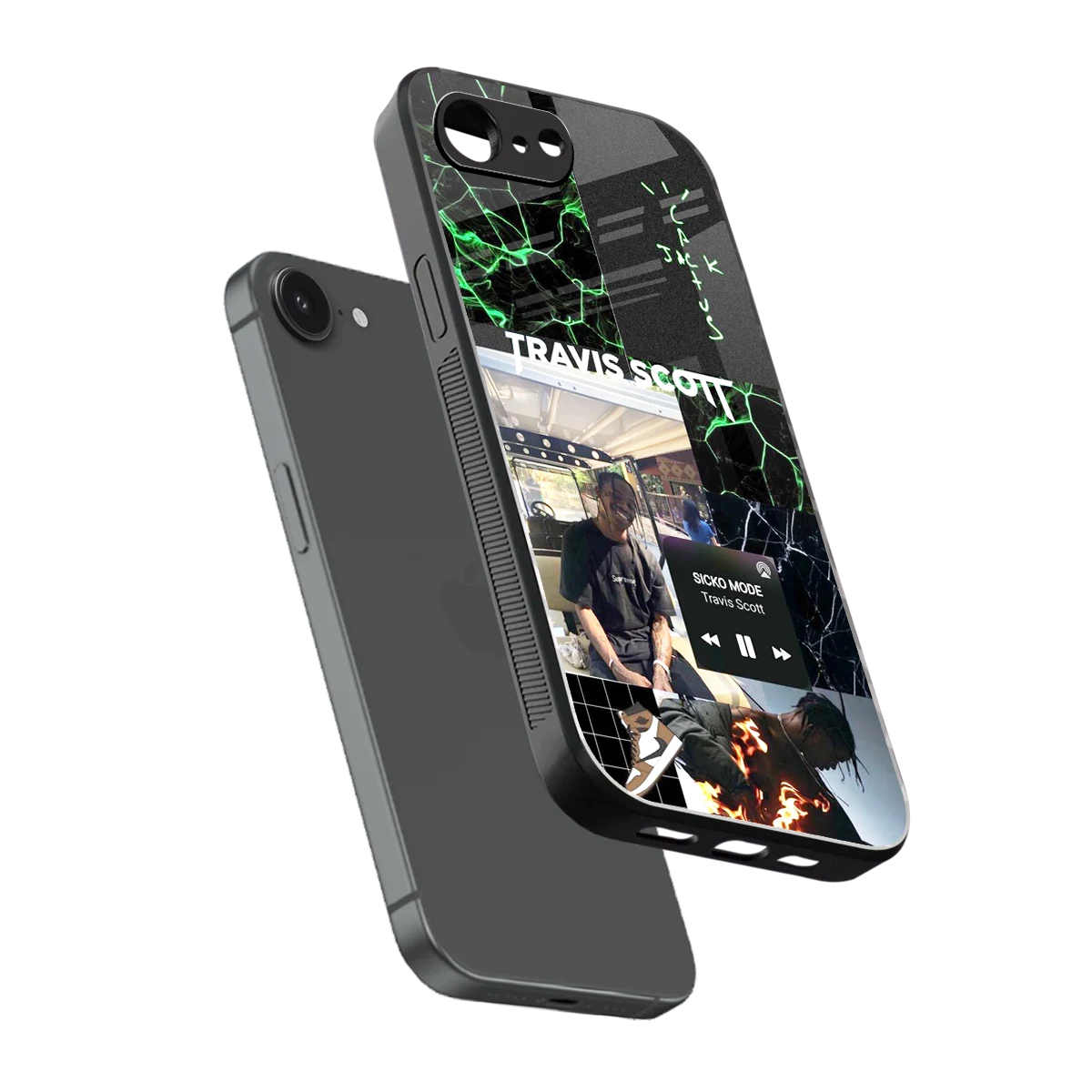 Travis Scott sleek iphone 16e cover with tempered glass back and TPU edges