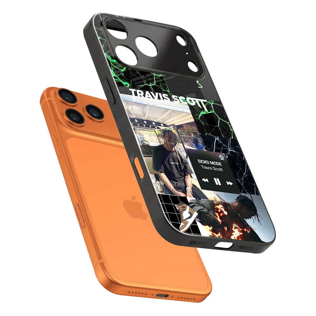 Travis Scott sleek iphone 17 pro max cover with tempered glass back and TPU edges