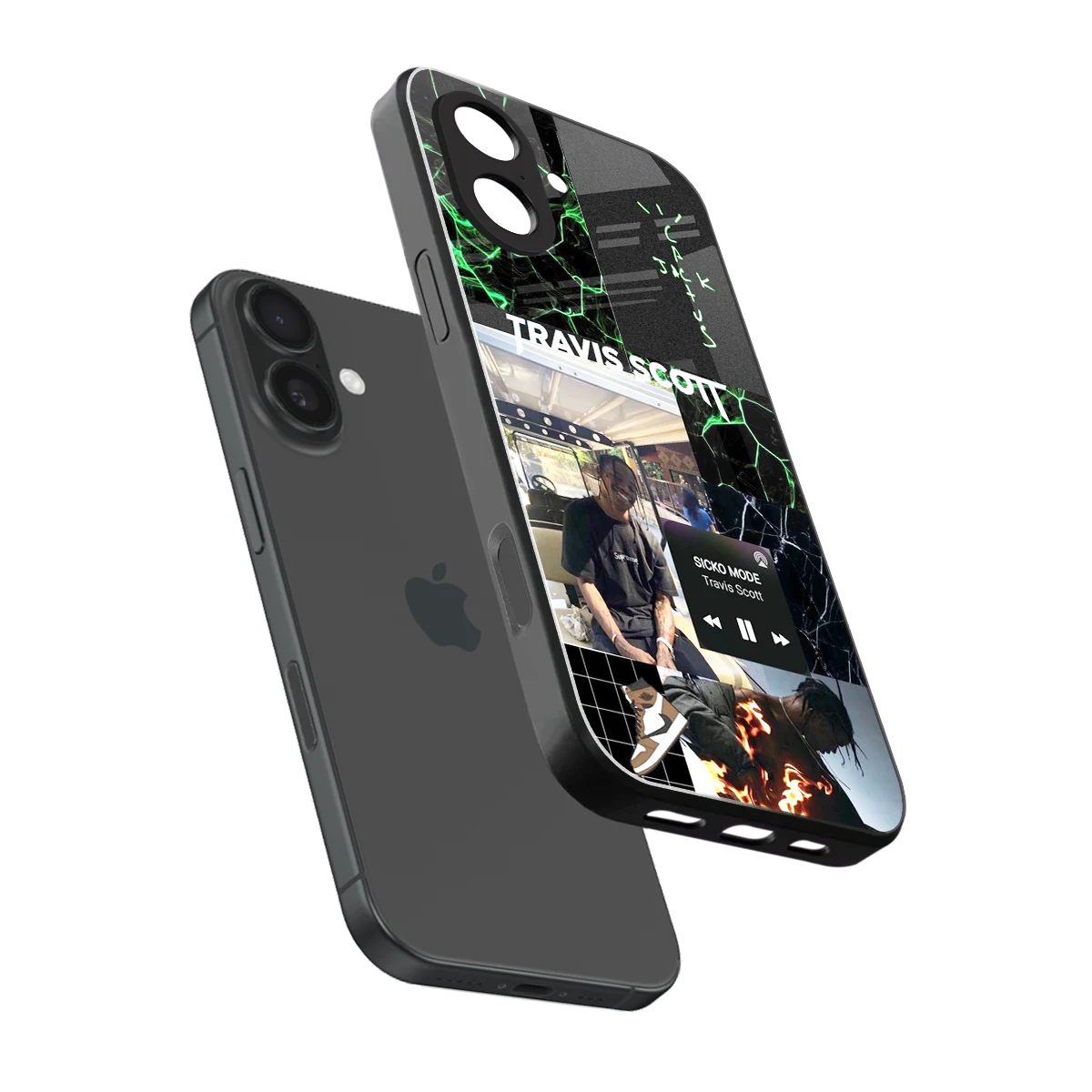 Travis Scott sleek iphone 17 cover with tempered glass back and TPU edges