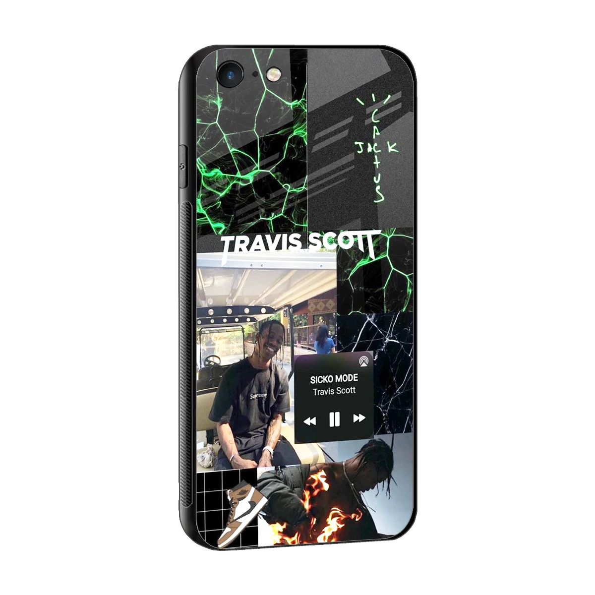 Travis Scott sleek iphone 6s plus cover with tempered glass back and TPU edges