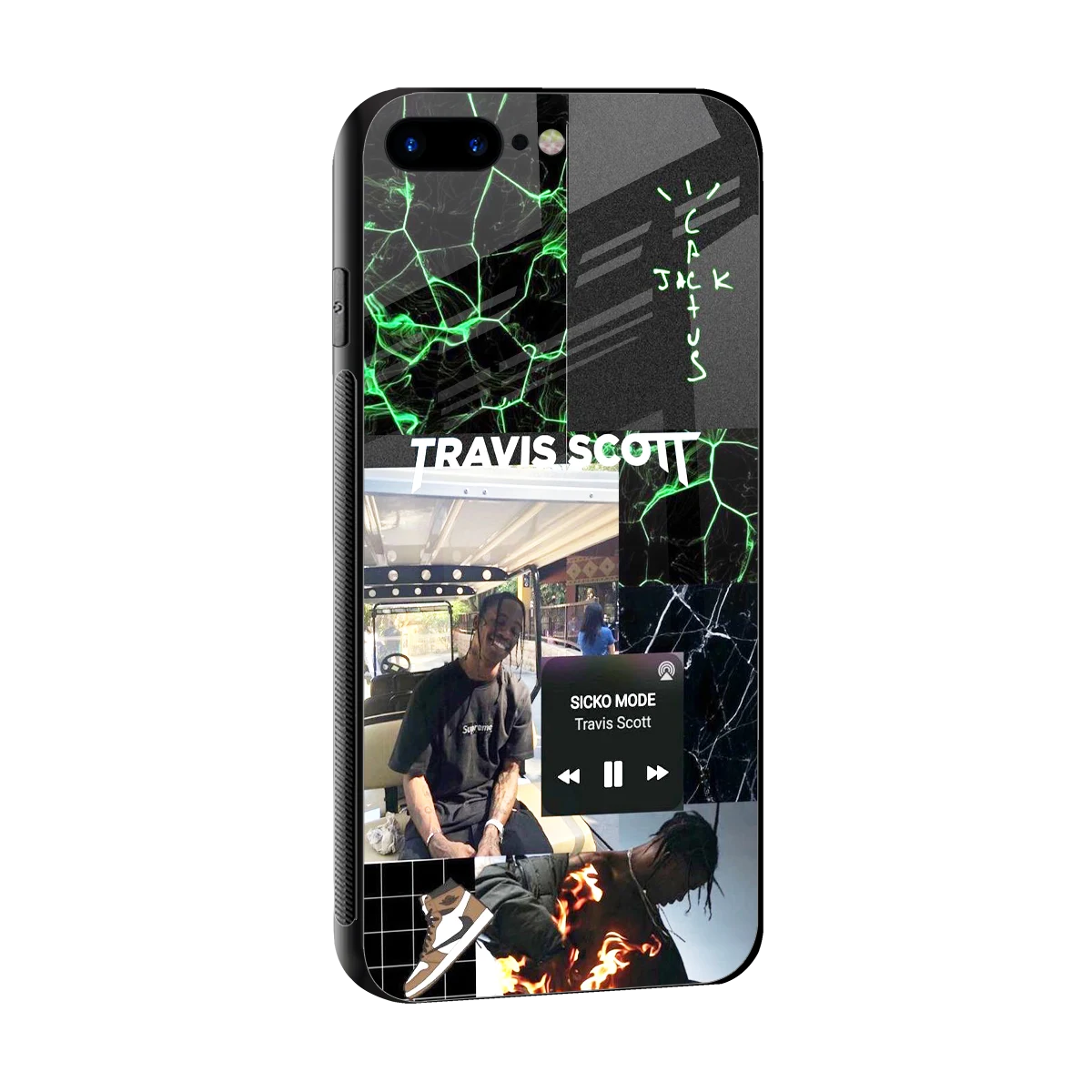 Travis Scott sleek iphone 8 plus cover with tempered glass back and TPU edges