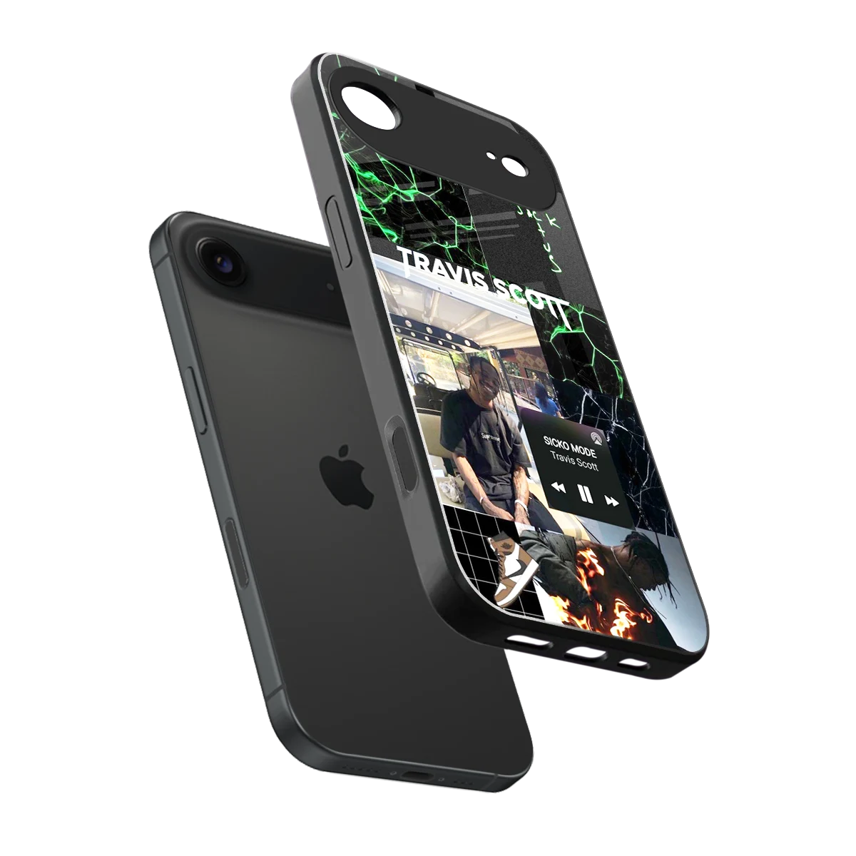 Travis Scott sleek iphone air cover with tempered glass back and TPU edges
