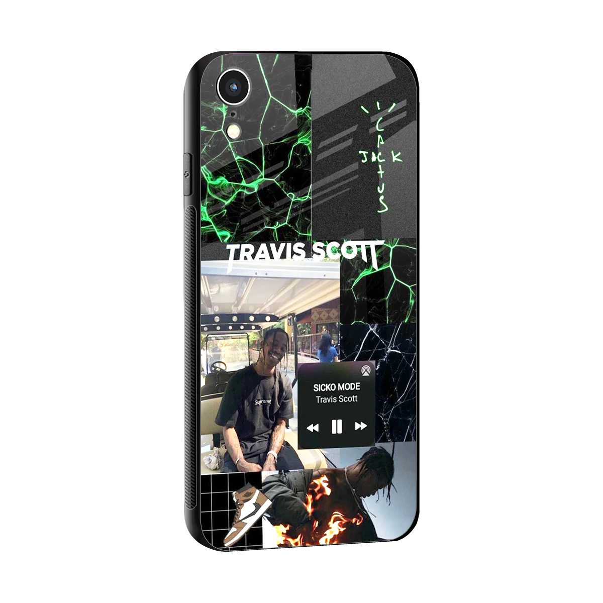 Travis Scott sleek iphone xr cover with tempered glass back and TPU edges