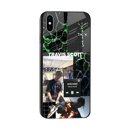 Travis Scott sleek iphone xs max cover with tempered glass back and TPU edges