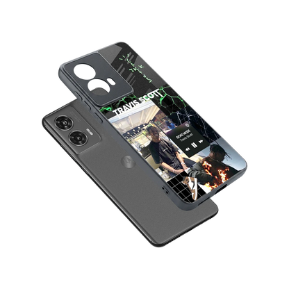 Travis Scott sleek motorola edge 50 fusion cover with tempered glass back and TPU edges