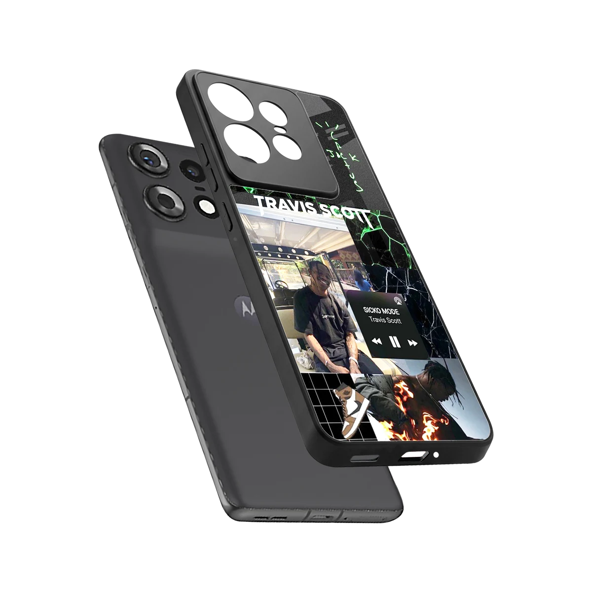 Travis Scott sleek motorola edge 50 pro cover with tempered glass back and TPU edges