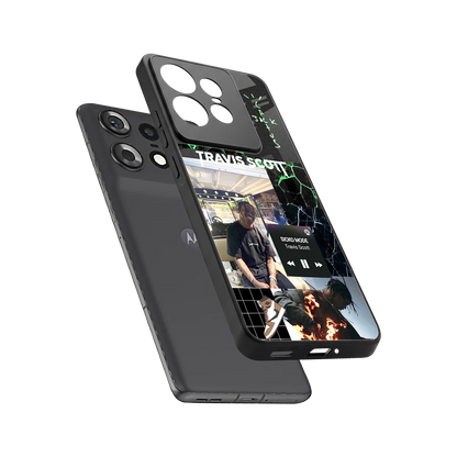 Travis Scott sleek motorola edge 50 pro cover with tempered glass back and TPU edges
