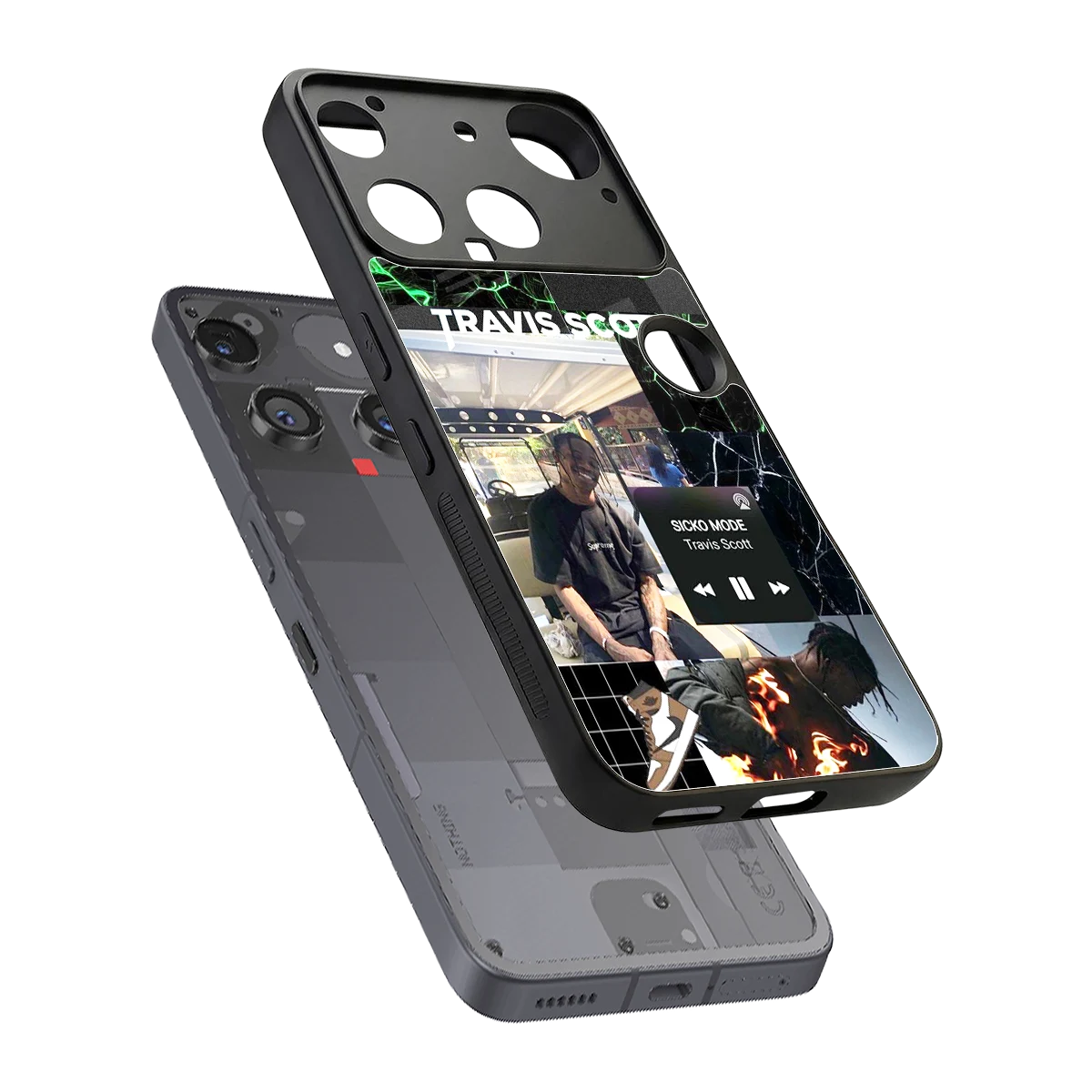 Travis Scott sleek nothing phone 3 cover with tempered glass back and TPU edges