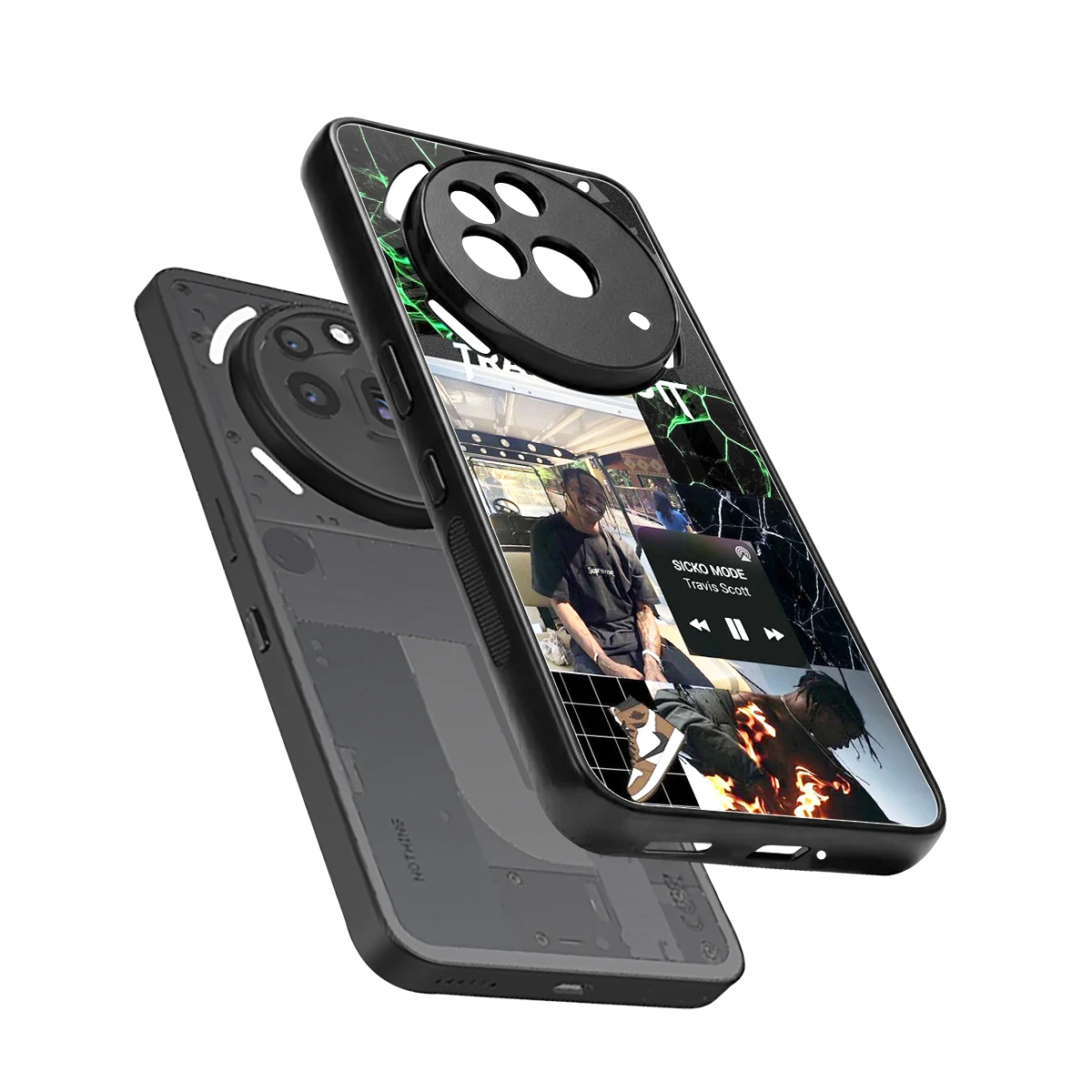 Travis Scott sleek nothing phone 3a pro cover with tempered glass back and TPU edges