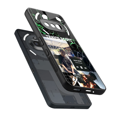 Travis Scott sleek nothing phone 3a cover with tempered glass back and TPU edges