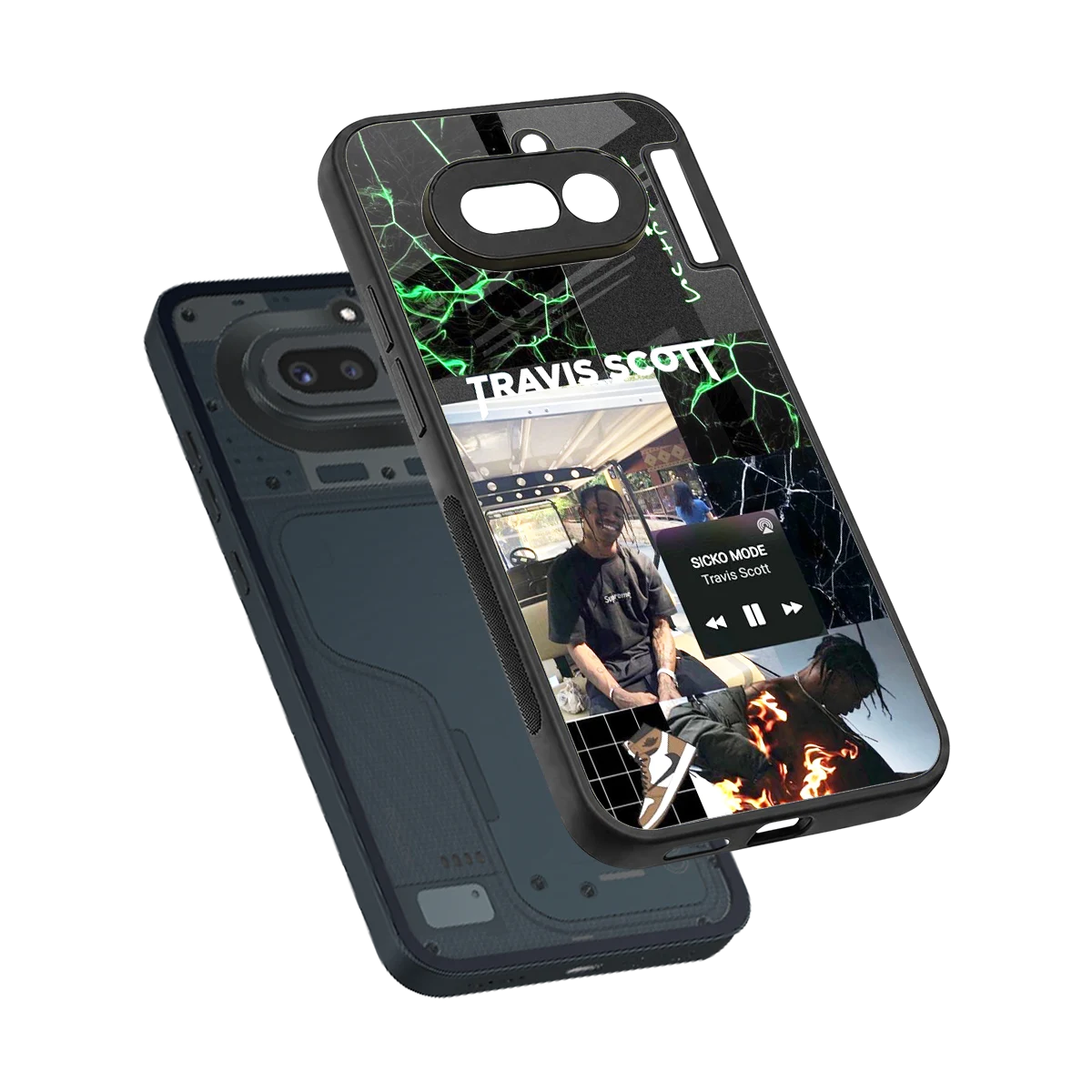 Travis Scott sleek nothing phone 4a cover with tempered glass back and TPU edges