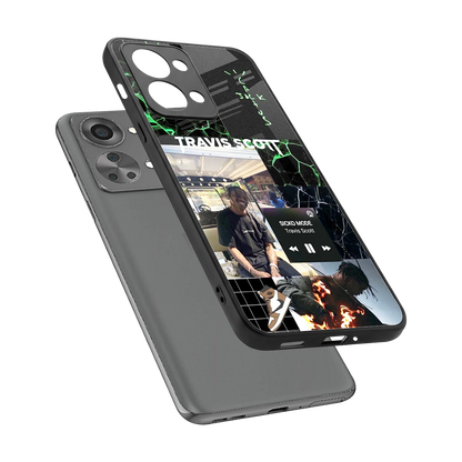 Travis Scott sleek oneplus nord 2t cover with tempered glass back and TPU edges