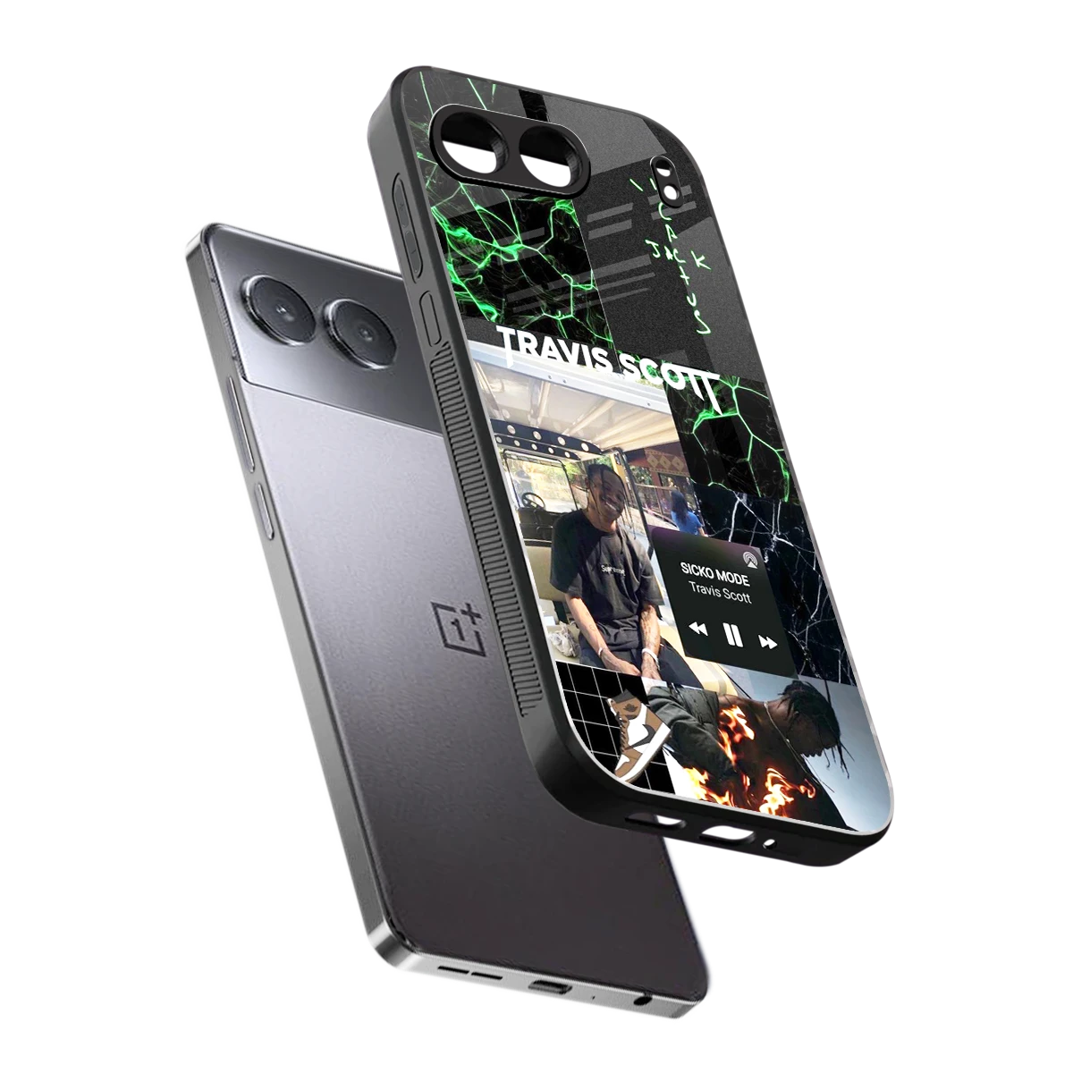 Travis Scott sleek oneplus nord 4 cover with tempered glass back and TPU edges