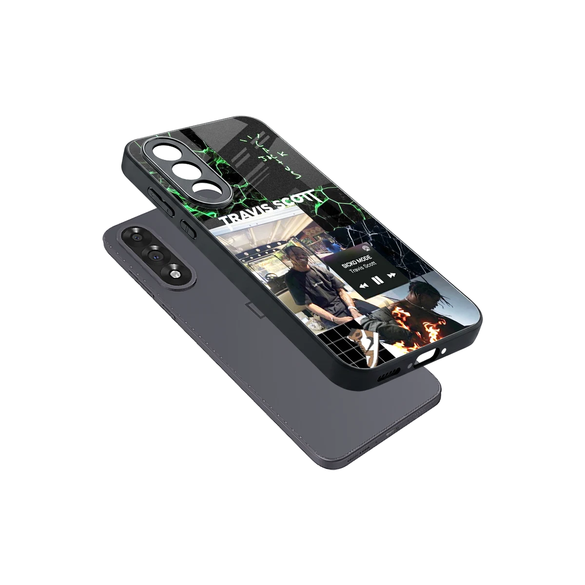Travis Scott sleek oneplus nord 5 cover with tempered glass back and TPU edges