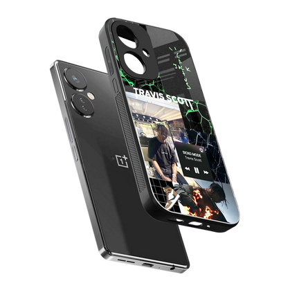 Travis Scott sleek oneplus nord ce 3 cover with tempered glass back and TPU edges
