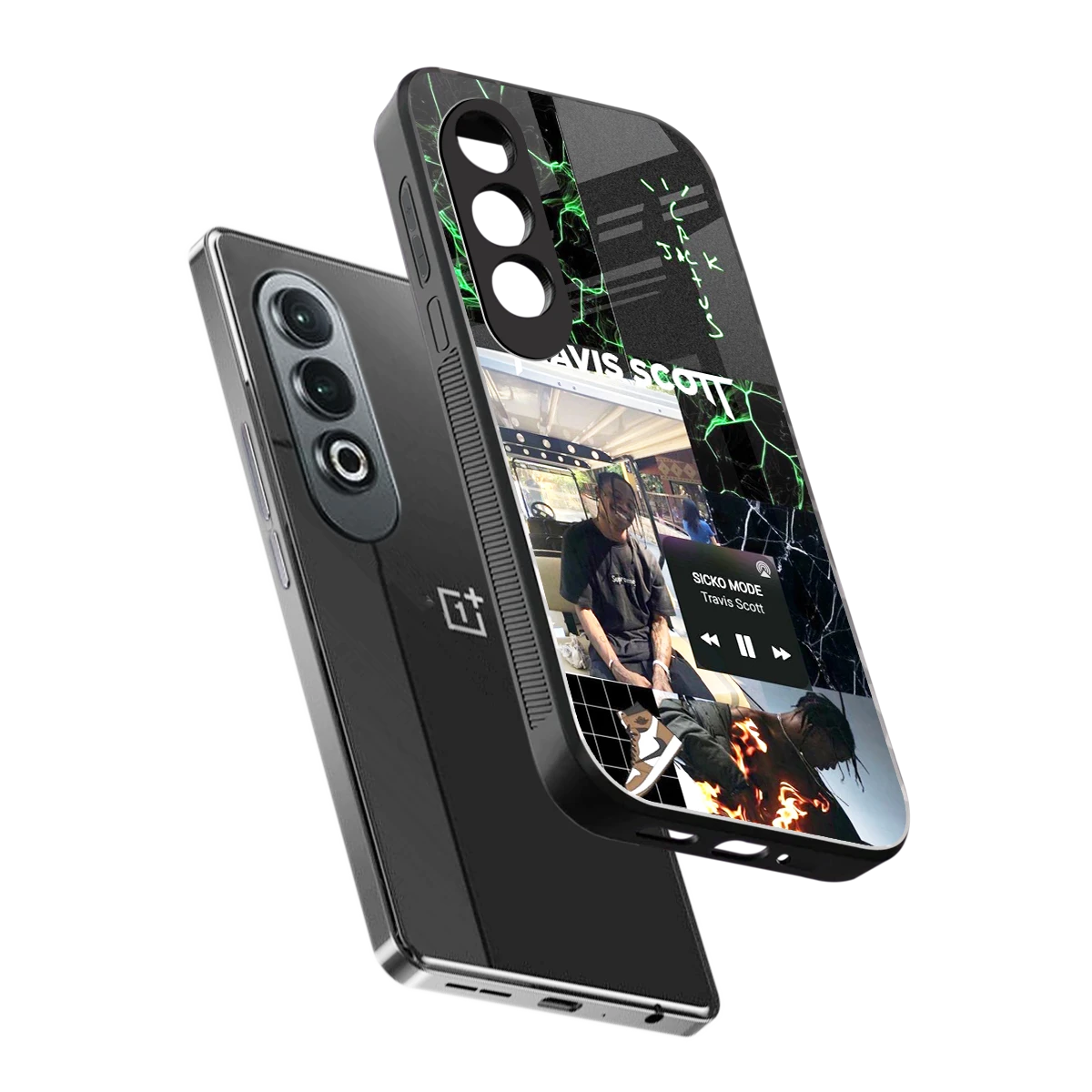 Travis Scott sleek oneplus nord ce 4 cover with tempered glass back and TPU edges
