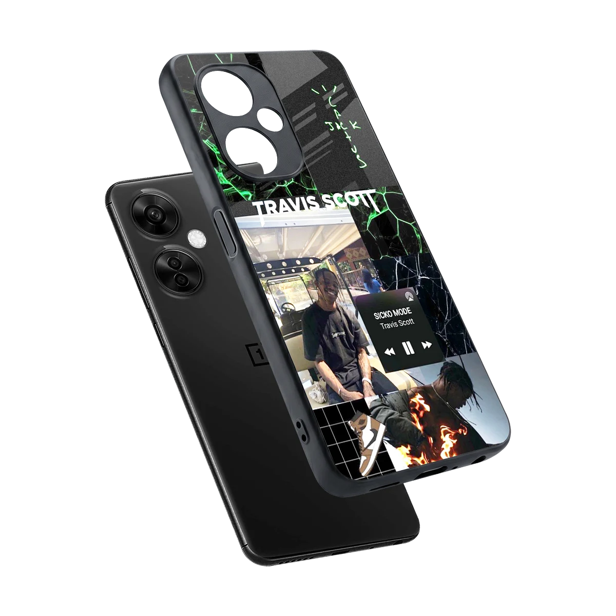 Travis Scott sleek oneplus nord ce 3 lite cover with tempered glass back and TPU edges