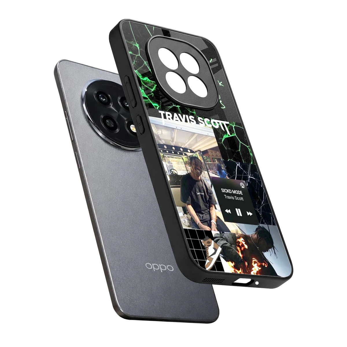 Travis Scott sleek oppo f29 pro 5g cover with tempered glass back and TPU edges