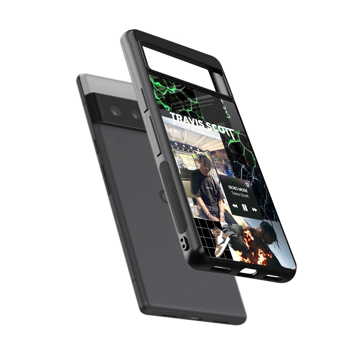 Travis Scott sleek google pixel 6 pro cover with tempered glass back and TPU edges