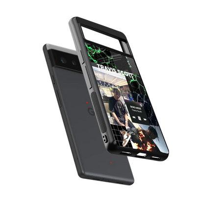 Travis Scott sleek google pixel 6a cover with tempered glass back and TPU edges