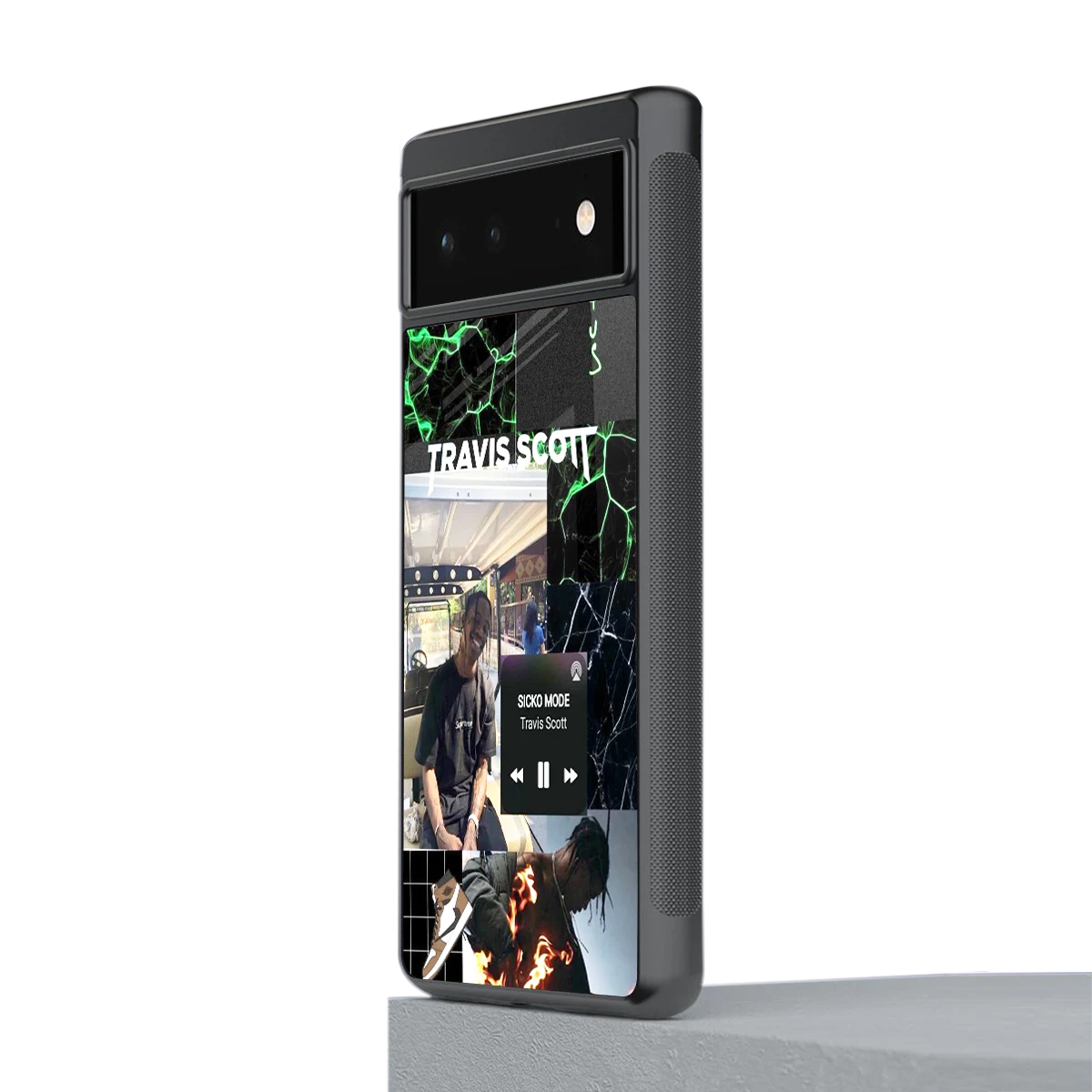 Travis Scott stylish phone case for google pixel 6a | glossy glass and slim fit