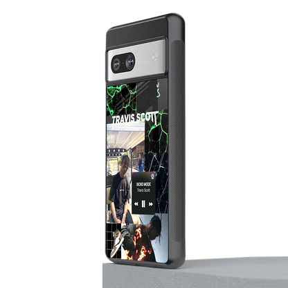 Travis Scott stylish phone case for google pixel 7a | glossy glass and slim fit