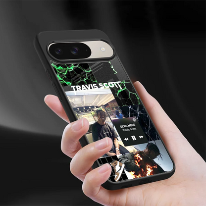 Travis Scott sleek google pixel 9 cover with tempered glass back and TPU edges