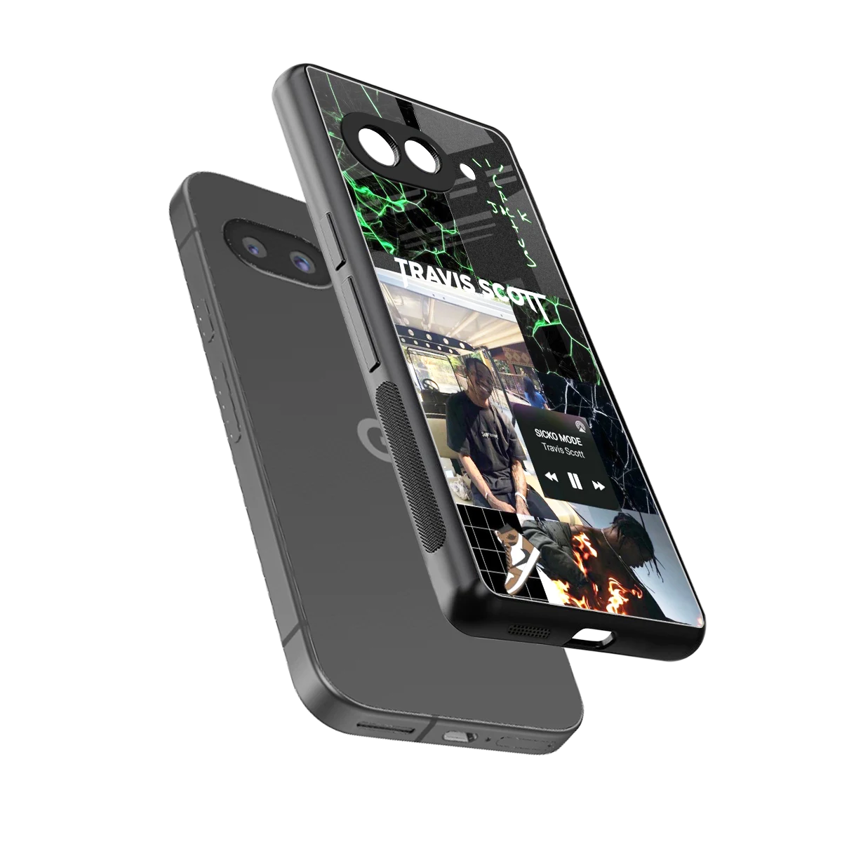 Travis Scott sleek google pixel 10a cover with tempered glass back and TPU edges