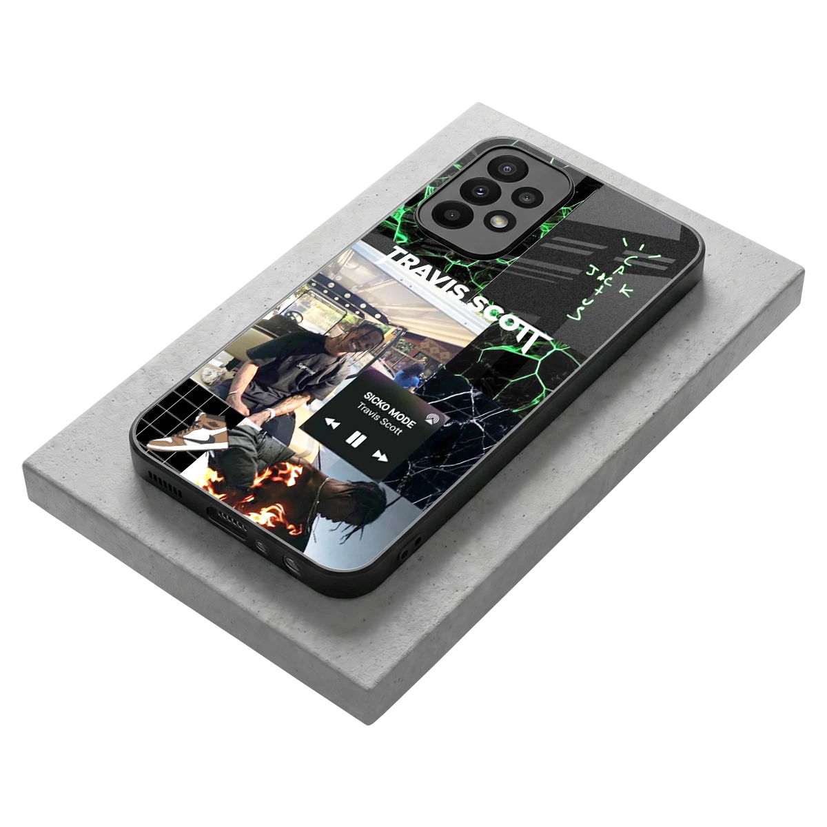 Travis Scott stylish phone case for samsung galaxy a23 | glossy glass and slim fit