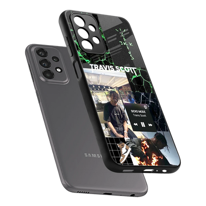 Travis Scott sleek samsung galaxy a23 cover with tempered glass back and TPU edges