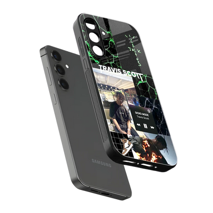 Travis Scott sleek samsung galaxy a55 5g cover with tempered glass back and TPU edges