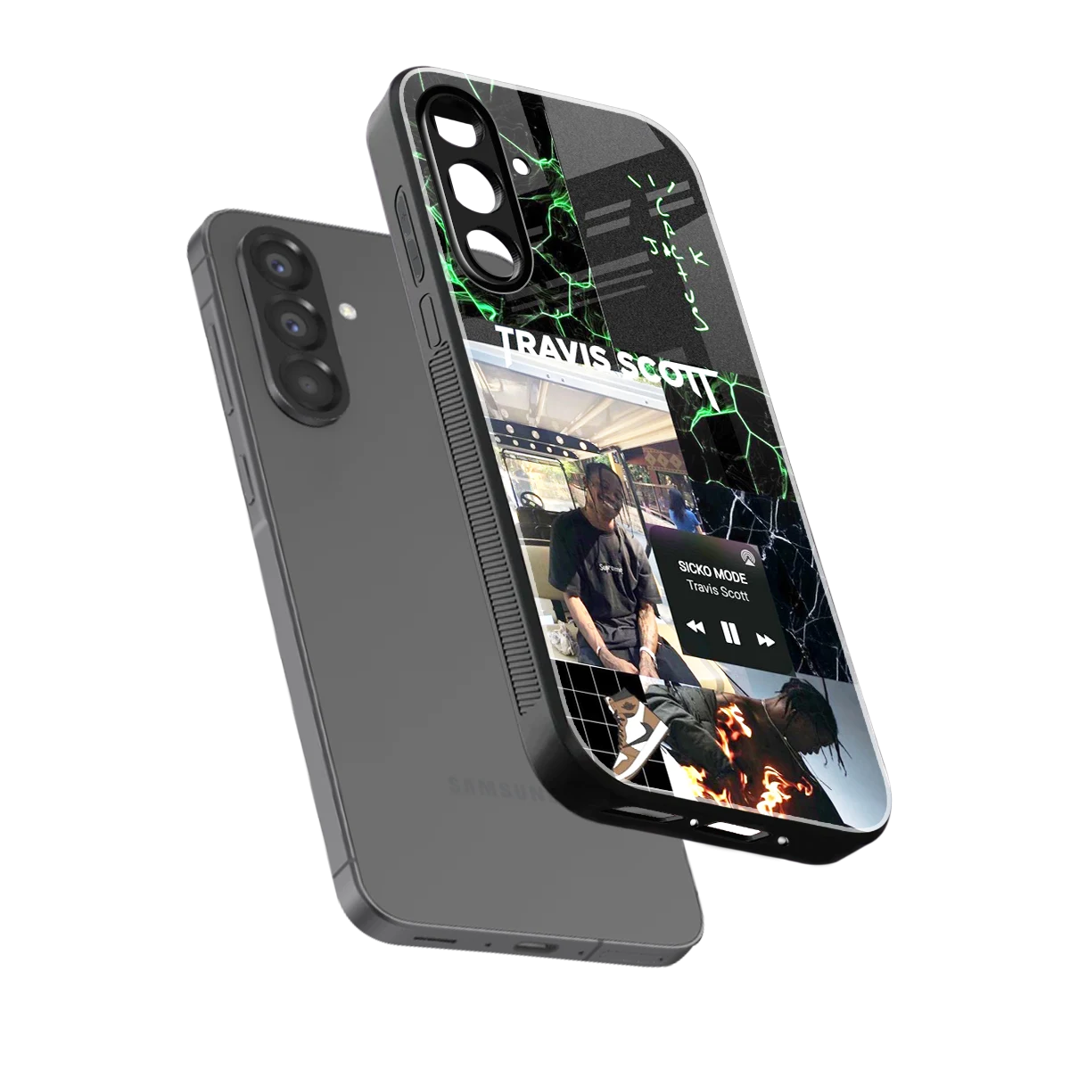 Travis Scott sleek samsung galaxy a36 5g cover with tempered glass back and TPU edges