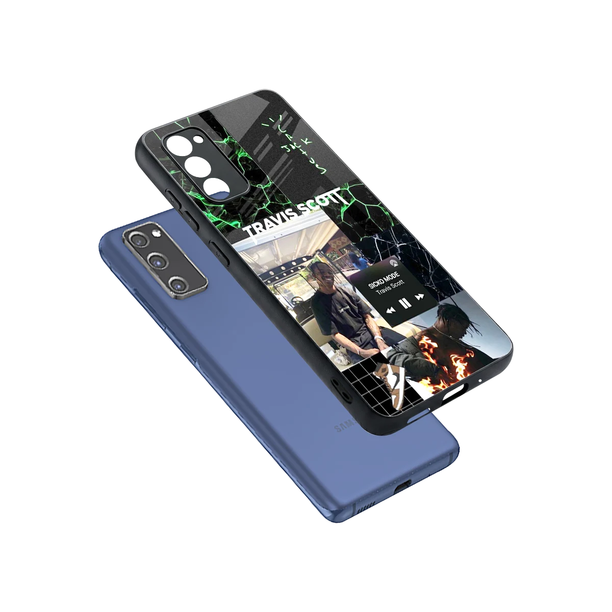 Travis Scott sleek samsung galaxy s20 fe cover with tempered glass back and TPU edges