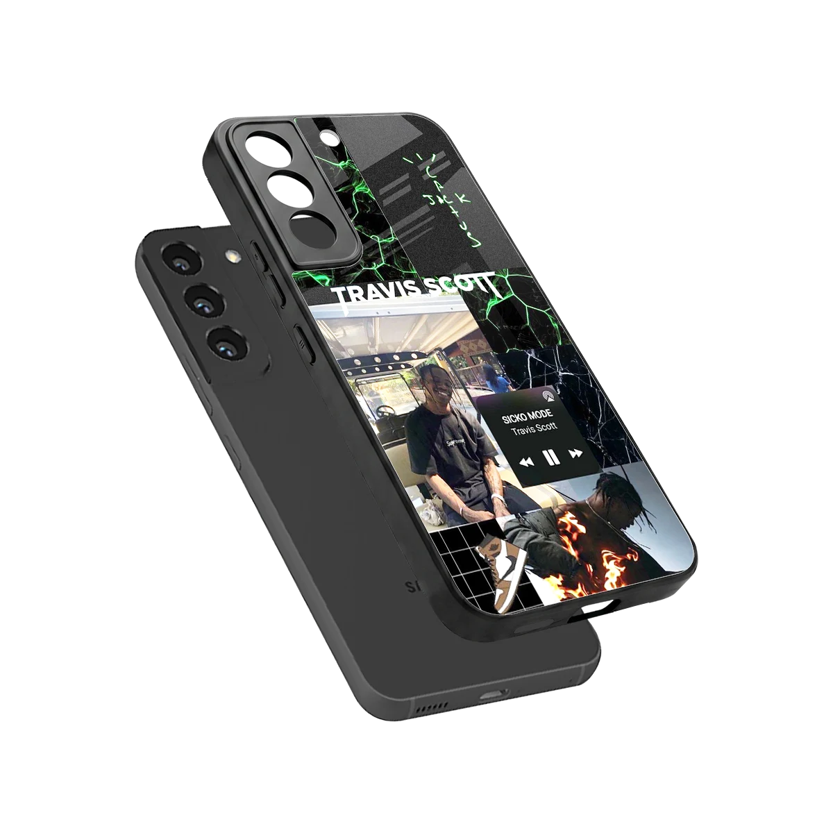 Travis Scott sleek samsung galaxy s22 cover with tempered glass back and TPU edges