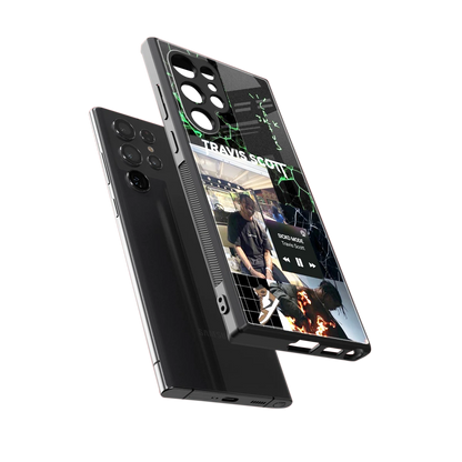 Travis Scott sleek samsung galaxy s23 ultra cover with tempered glass back and TPU edges