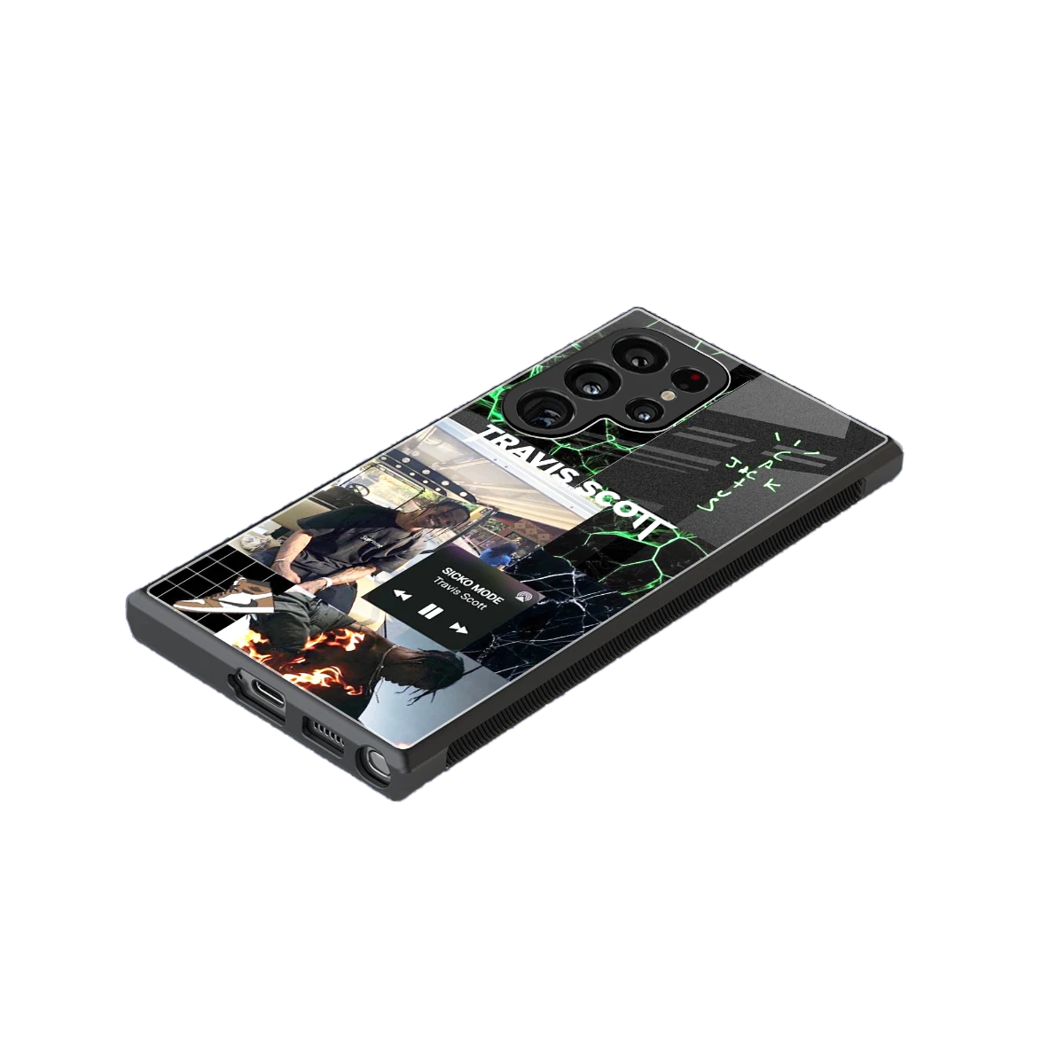 Travis Scott stylish phone case for samsung galaxy s23 ultra | glossy glass and slim fit