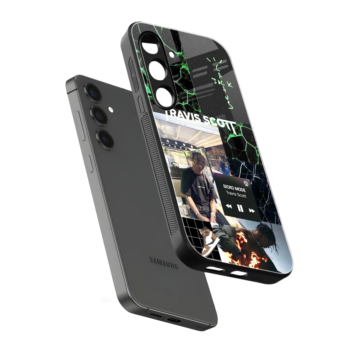 Travis Scott sleek samsung galaxy s24 cover with tempered glass back and TPU edges