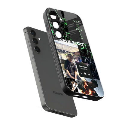 Travis Scott sleek samsung galaxy s24 cover with tempered glass back and TPU edges