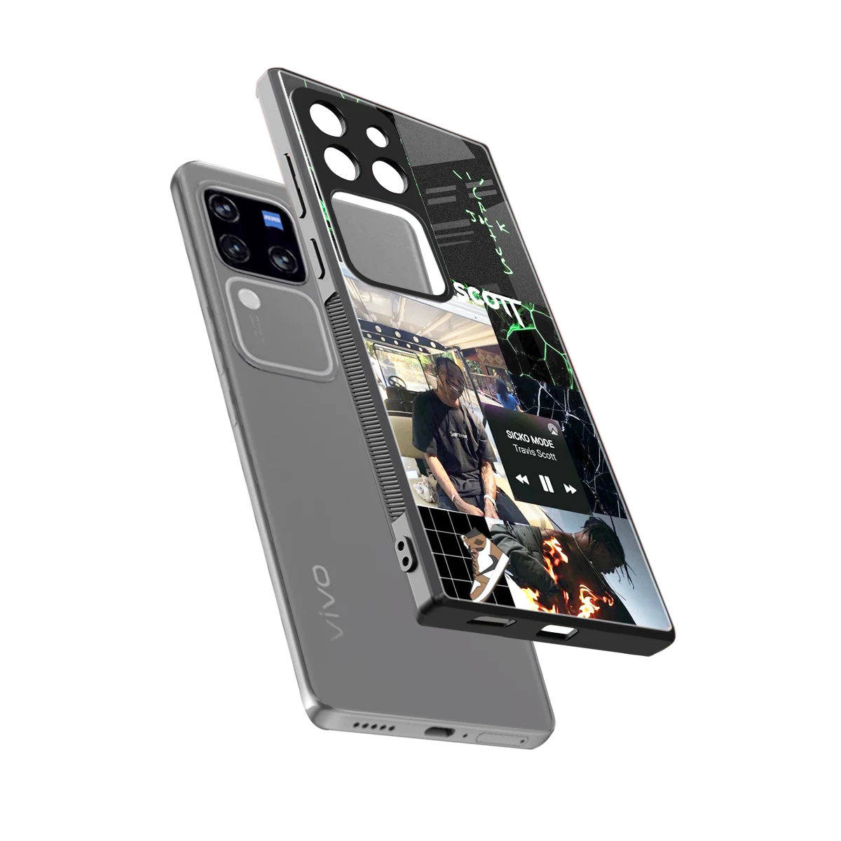 Travis Scott sleekvivo v30 pro cover with tempered glass back and TPU edges